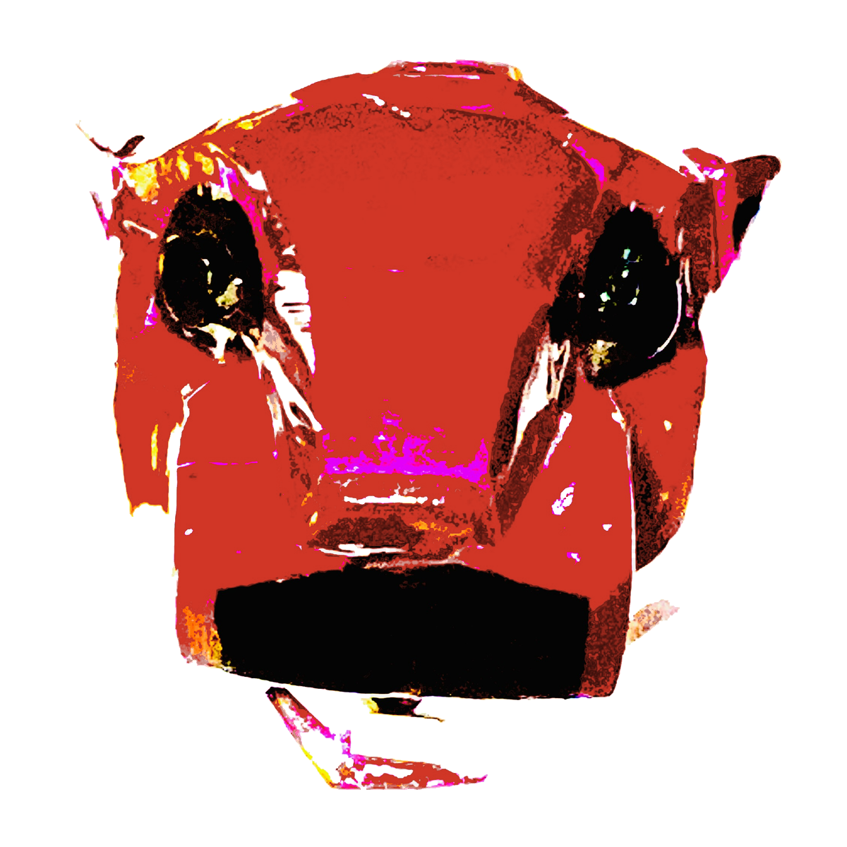 Illustrated jaguar head in vermillion